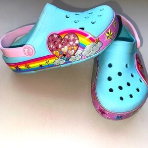 Kids rainbow crocs